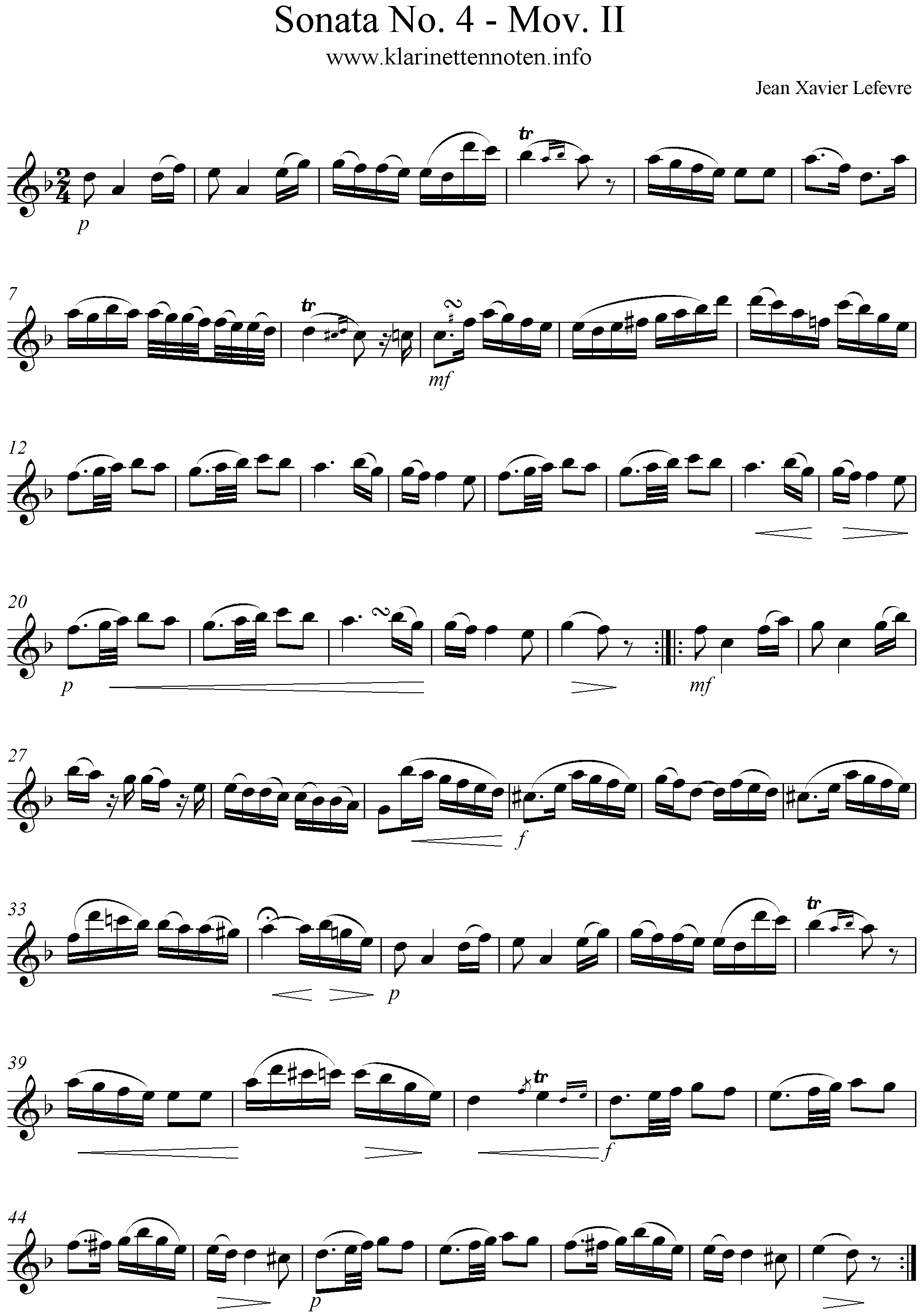 Lefevre Sonata 4 Mov. II - Adagio